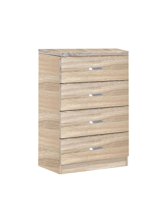 Killian Wooden & Metallic Chest of Drawer with 4 Drawers Sonoma 80x40x80cm