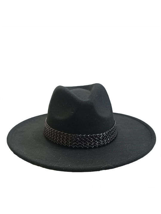 Frauen Stoff Hut Fedora Schwarz