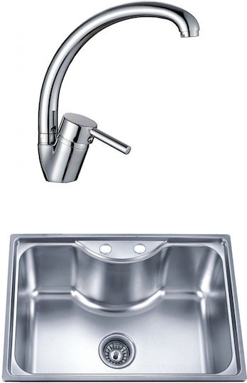 Inter Ceramic Alpaca ICSETICF72582907313ICK6546/6545 Drop-In Spüle Inox B65xT45cm Silber