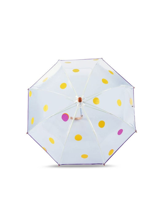 Kids Curved Handle Umbrella with Diameter 61.5cm Transparent