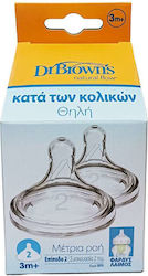 Dr. Brown's Natural Flow Options+ Θηλές από Σιλικόνη Μέτριας Ροής για 3+ μηνών 2τμχ