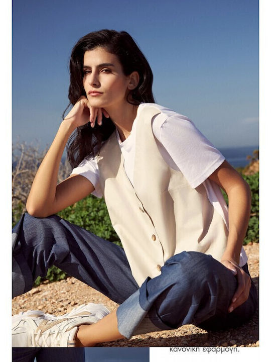 Women's Blouse Cotton Sleeveless White