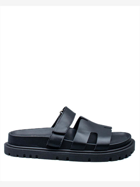 Sante Day2day Leather Women's Flat Sandals in Black Color