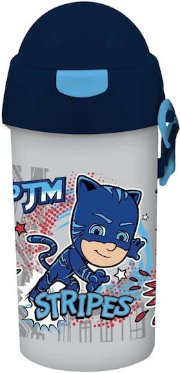 Diakakis Plastic Kids Water Bottle Pj Masks with Straw Grey 500ml