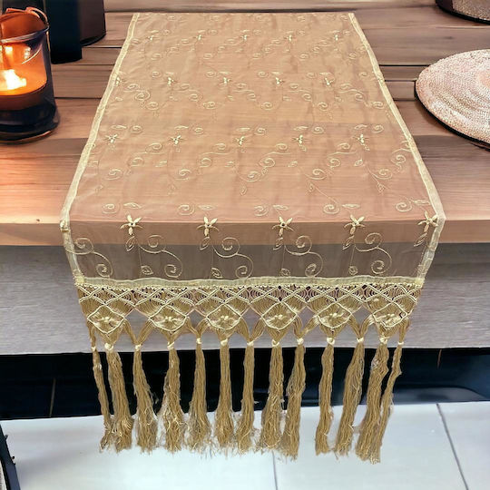 Linea Home Ράνερ Fiore με Κέντημα Χρυσαφί 55x200εκ.