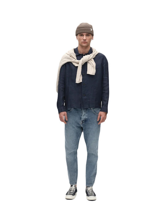 Ανδρικό Παντελόνι Τζιν με Regular Straight Εφαρμογή ΜΠΛΕ DENIM