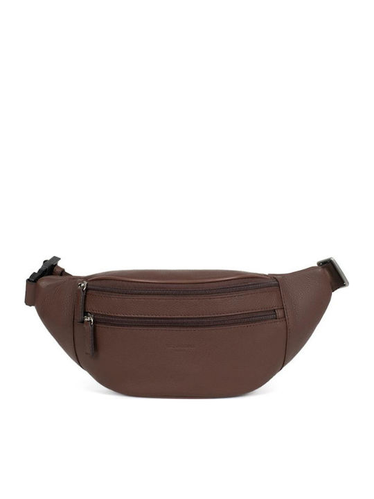 Hexagona Leather Waist Bag Brown