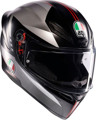 AGV K1 S Matt Black / Grey / Red Cască de motocicletă Față întreagă ECE 22.06 1500gr