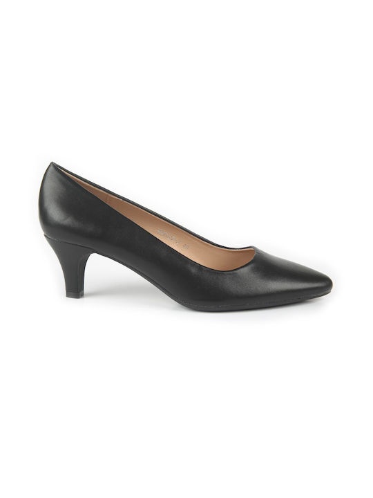 Fshoes Synthetic Leather Pointed Toe Black Medium Heels
