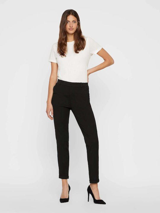 Vero Moda Femei Bumbac Pantaloni cu Croială Lejeră Negru