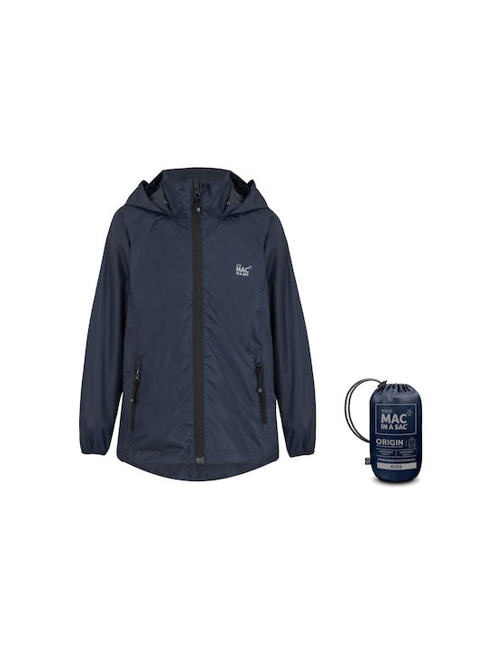 Wasserdichtes Kinder Casual Jacke Kurz mit Kapuze Dunkelblau