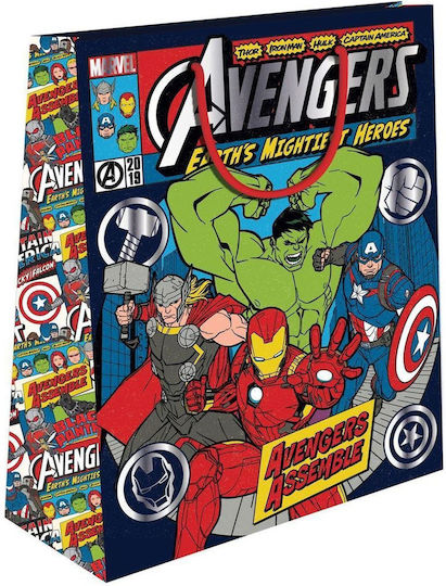 Foil Paper Bag for Gift with Theme "Avengers" Multicolored 18x23x11cm.