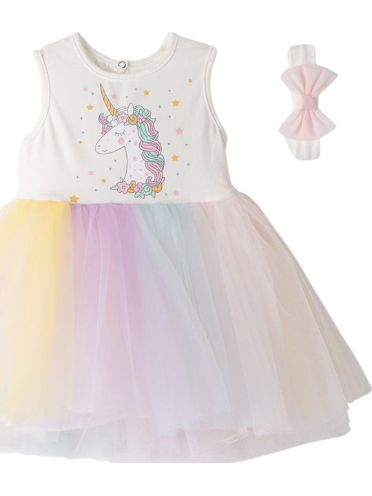 Mädchenkleid Ärmelloses Tüll Mehrfarbig