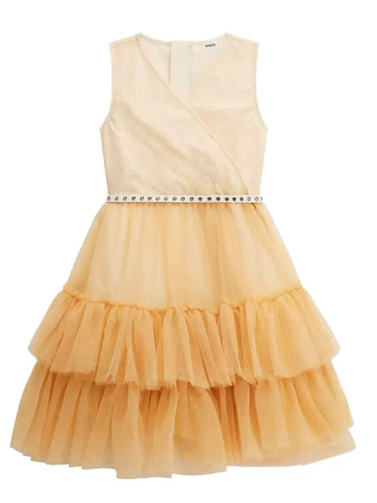 Guess Kids Dress Tulle Polka Dot Ecru/gold