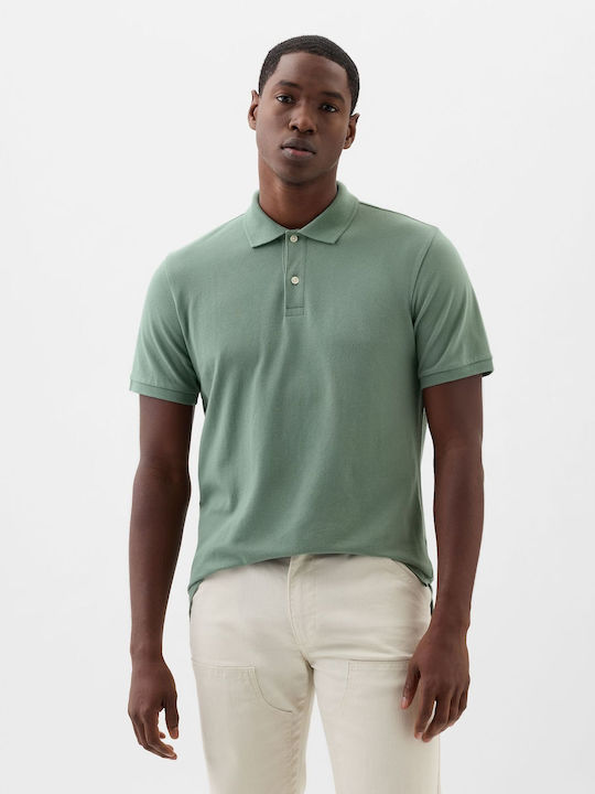 GAP Bluza pentru bărbați cu mâneci scurte Polo Laurel Wreath Green