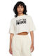 Nike Damen Sportlich Crop T-shirt Coconut Milk / Black