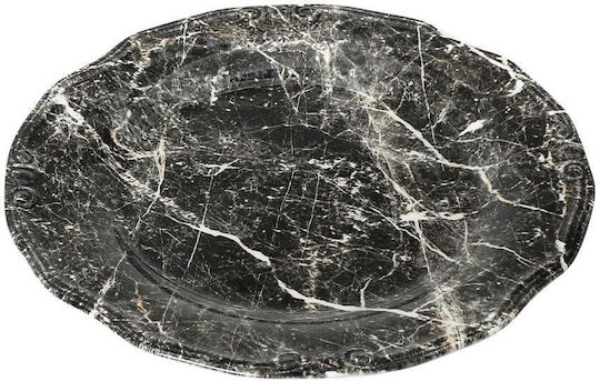 Espiel Marble Servierplatte Oval aus Porzellan Schwarz 33x33cm 2Stück