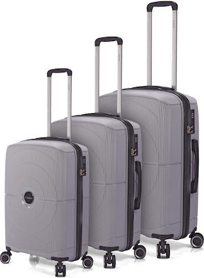 Benzi Travel Bags Grey with 4 Wheels Set 3pcs