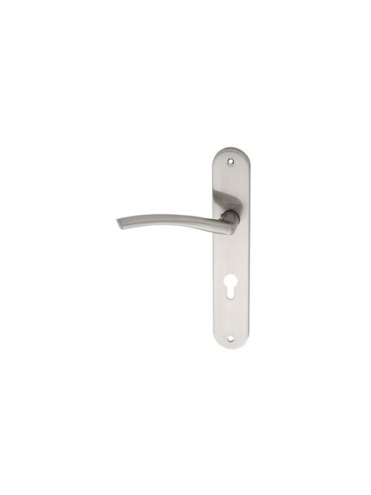 Import Hellas Lever Front Door with Plate Left Z-021 Nickel Matt