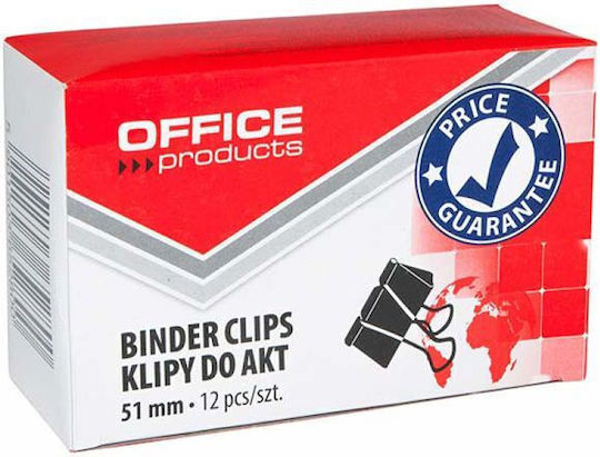 Office Products Κλιπς Μεταλλικά 51mm Μαύρα 12τμχ