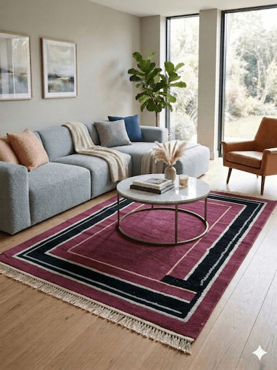 Louvro 110x170cm Wohnzimmer Teppich Schwarz/Bordeaux