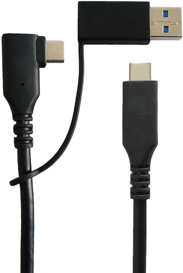 Microconnect USB 2.0 Cable USB-C male - USB-A / USB-C 100W PD Μαύρο 1m USB3.1CC1MDE