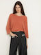 Toi&Moi Women's Blouse with 3/4 Sleeve & V Neckline Orange