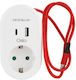 Osio Un singur soclu Securitate cu 1 USB-A, USB-C și Cablu 0.6m