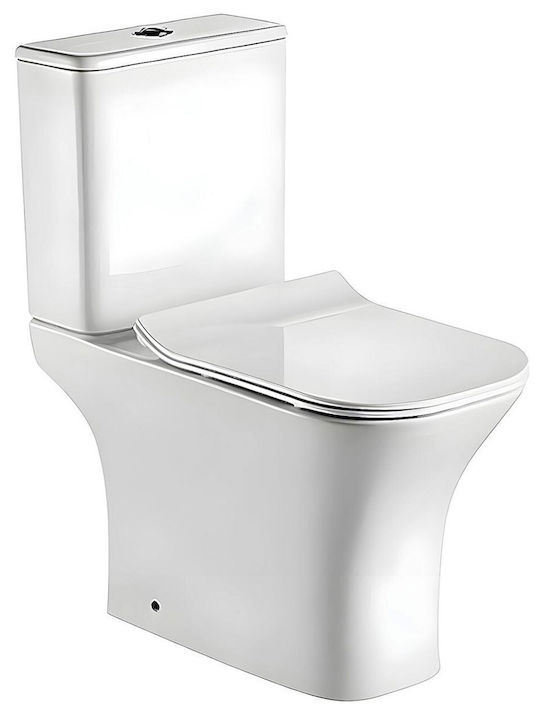 Design Ceramica Stehende Toilette Randlos mit Spülung mit Schlank Deckel Sanftes Schließen Weiße