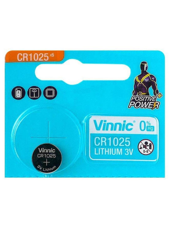 Vinnic Lithium Watch Battery CR1025 3V 1pcs