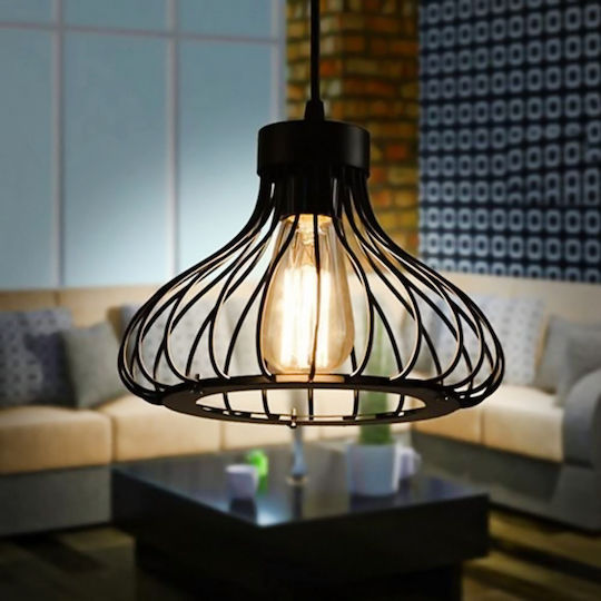 Powertech Pendant Light Black with Socket E27 30x21cm