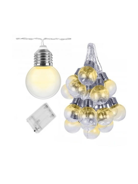 Rosfix Διακοσμητικό Φωτιστικό Γιρλάντα LED Μπαταρίας σε Λευκό Χρώμα