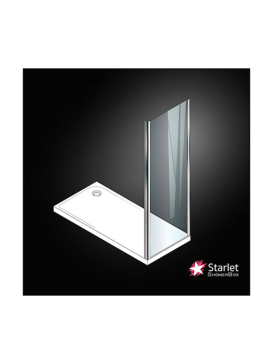 Starlet Σταθερό Πλαϊνό Ντουζιέρας με Συρόμενη Πόρτα 70x180cm Clean Glass Chrome