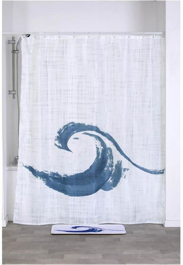 Atmosphera Manureva Wave Fabric Shower Curtain 180x200cm White