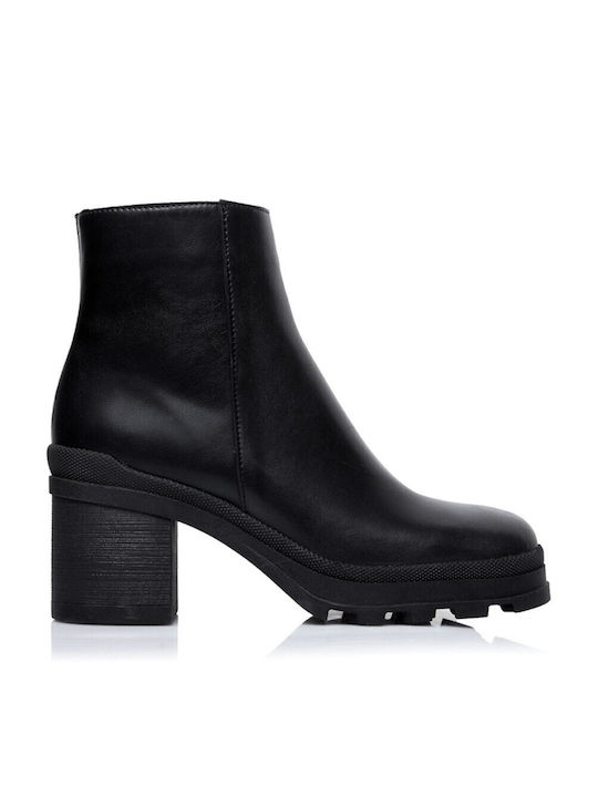 Sante Leather Women's Ankle Boots with High Heel Black