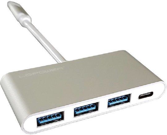 LC-Power 4-Port USB 3.0 Hub with USB-C Connection Gray