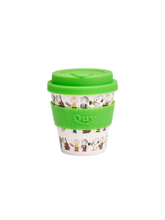 QuyCup Snoopy Opera Κούπα Πλαστική με Καπάκι Λευκή 250ml