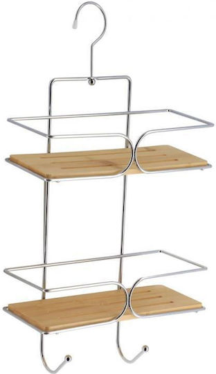 Atmosphera Wall Mounted Bathroom Shelf Bamboo with 2 Shelves 25x11x50cm Silver