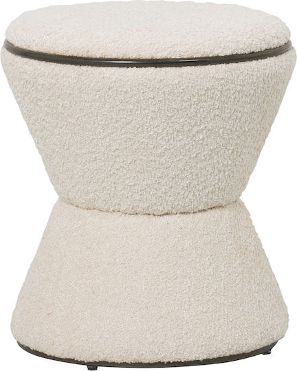 Hocker Für das Wohnzimmer Gepolstert mit Stoff Linner Ecru-black 38x38x43cm