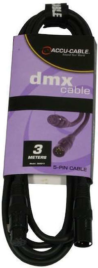 Accu-Cable Cable XLR male - XLR female Μαύρο 3m (AC-DMX5/3)