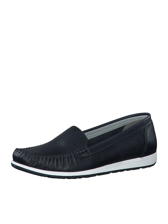 Leder Damen Mokassins in Marineblau Farbe