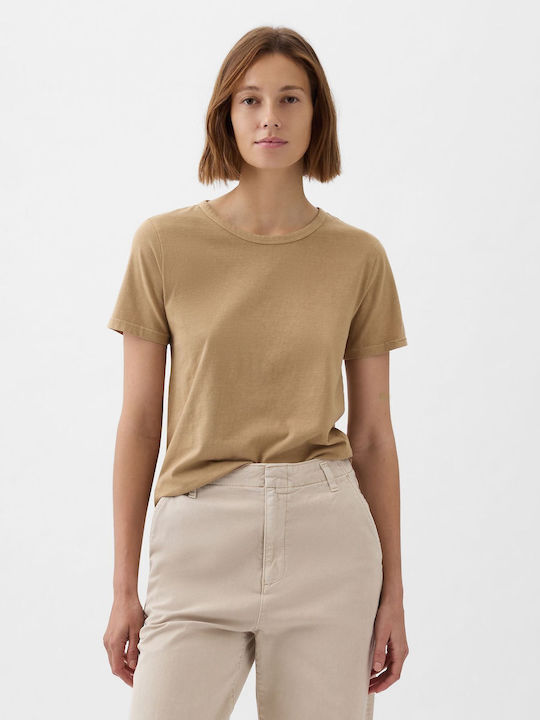 GAP Women's Summer Blouse Cotton Short Sleeve Brown
