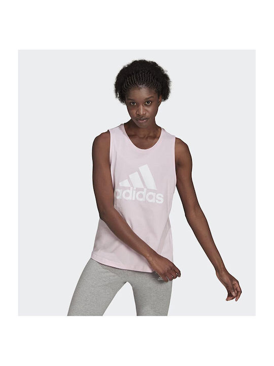 Adidas Essentials Big Logo Women's Athletic Blouse Sleeveless Pink