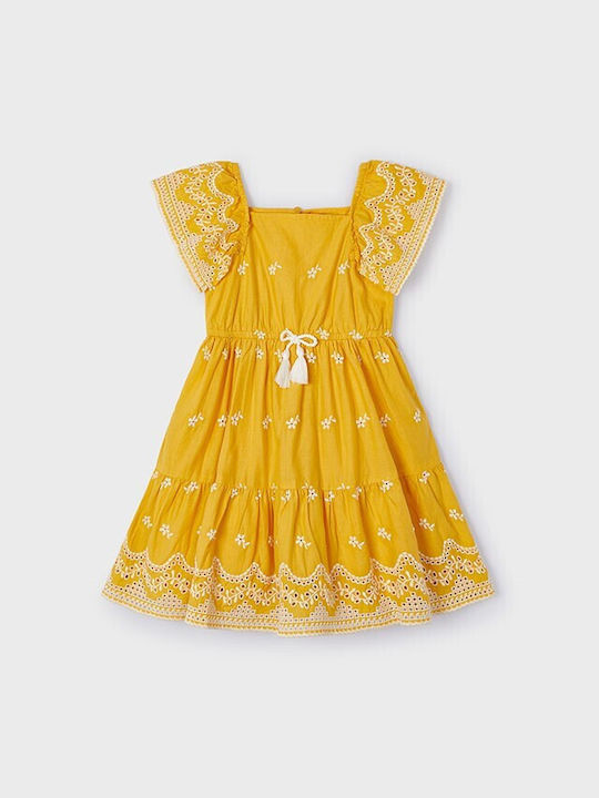 Mayoral Kids Dress Short Sleeve Yellow