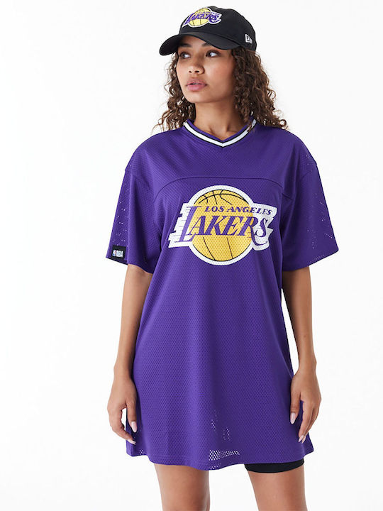 New Era Bluza Sport de Damă Mâneci scurte cu Transparență Purple