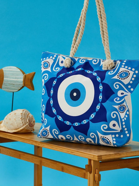 Whitegg Fabric Beach Bag Blue