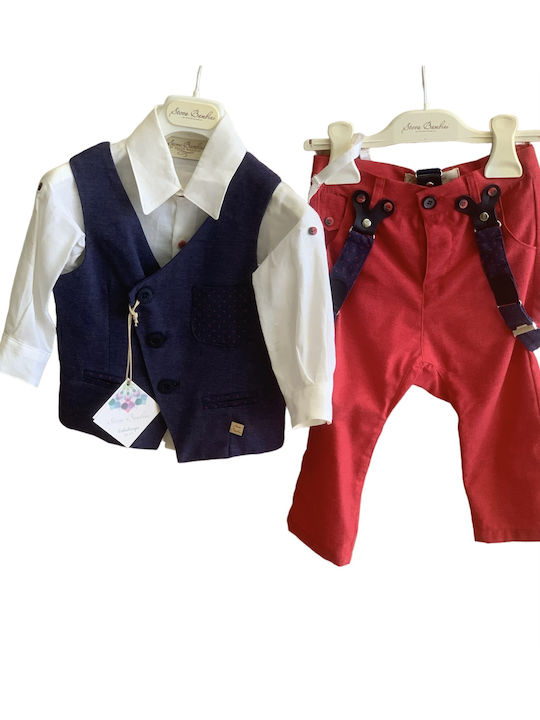 Stova Bambini Βαπτιστικό Κοστούμι με Γιλέκο για Αγόρι Μπλε
