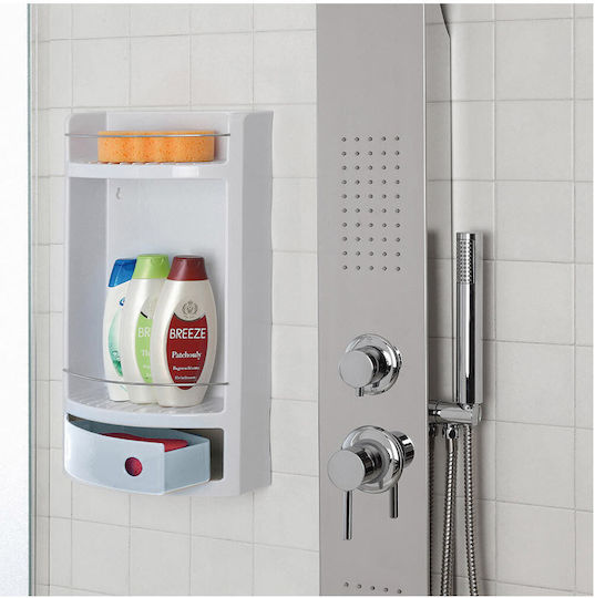 Bakaji An der Wand montiert Badezimmerregal Kunststoff 28.8x13.5x51cm Blau