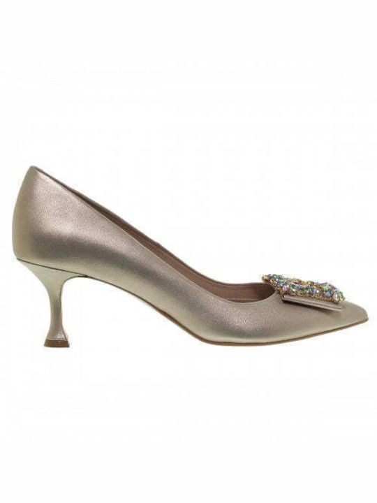 Mourtzi Leather Gold Medium Heels