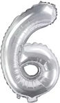 Ballon Zahl 6 Silber